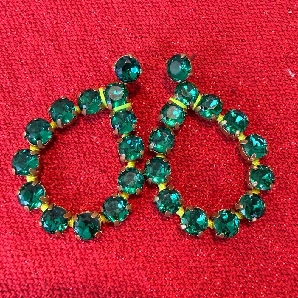 Stella & Dot Neon Dream Green Rhinestone Earrings